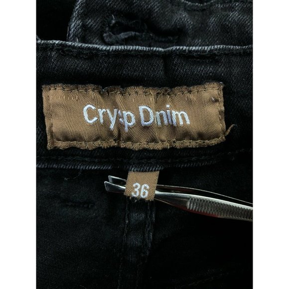Crysp Denim Men Black Denim Distressed Jeans Size 36 - Picture 10 of 12